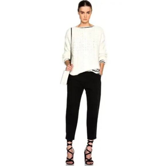 Nili Lotan Straight Leg Pleated Cropped Black Pants | Size 6 - Picture 1 of 14